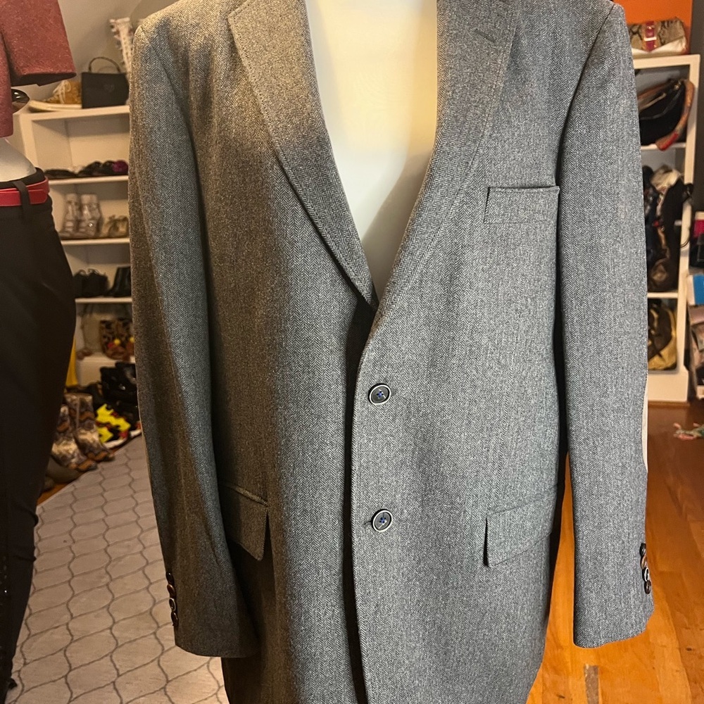 SAND Copenhagen Gray Herringbone Wool Blend Blazer - Picture 9 of 9